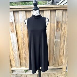 Analee & Hope Black High Neck Beaded Sleeveless Swing Dress size small.